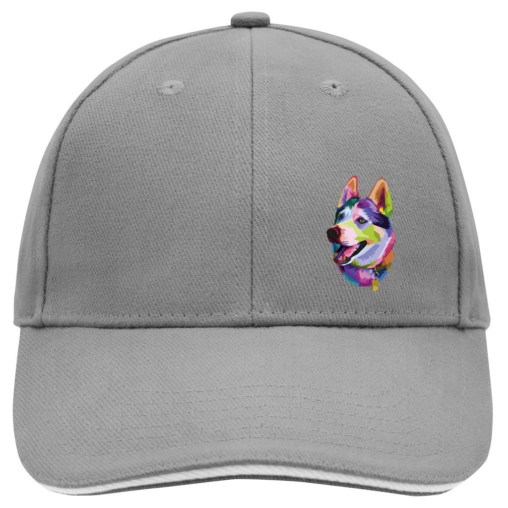Huuraa Cappy Mütze Husky Colorful Dark Grey/White Baumwolle 6-Panel Kappe Geschenkidee