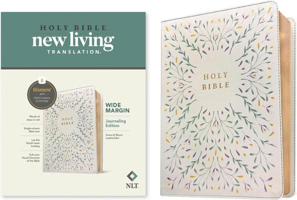 NLT Wide Margin Bible, Filament Enabled (Leatherlike, Grace & Bloom, Red Letter)