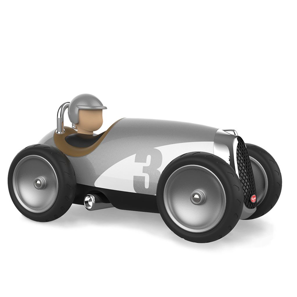 Baghera Spielzeugauto - Retro Rennwagen Silber - langlebiges Spielzeug