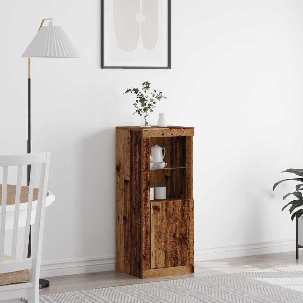 Möbel Sideboard mit LED-Leuchten Altholz 41x37x100 cm - Kommoden 863024
