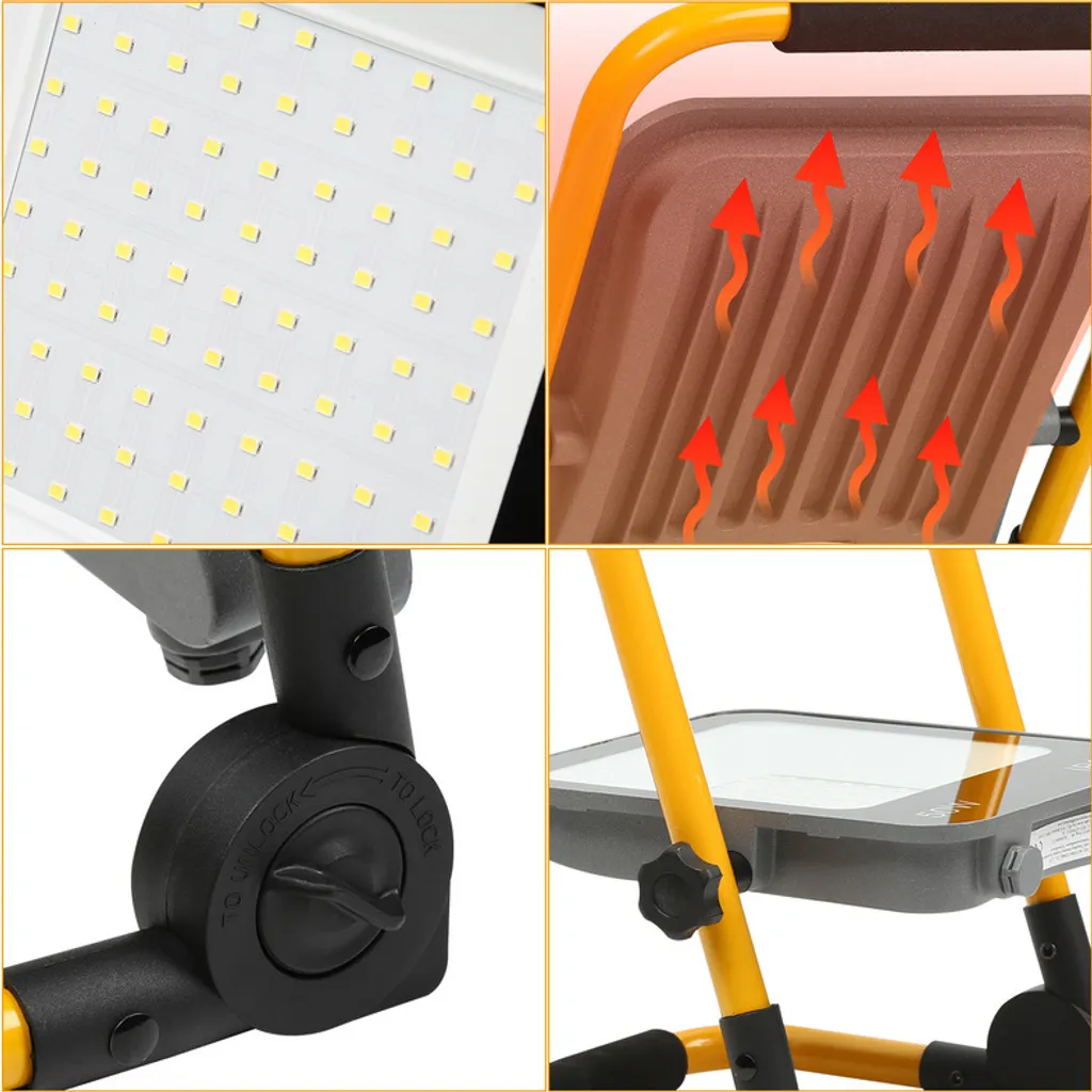 Faro da Cantiere LED 100W SWANEW: Proiettore con Treppiede Regolabile - 7