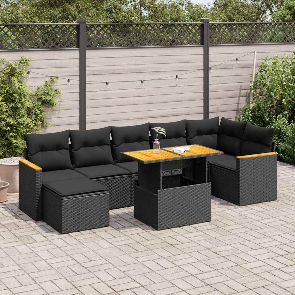Maison Exclusive - 8-tlg. Garten-Sofagarnitur mit Kissen Schwarz Poly Rattan