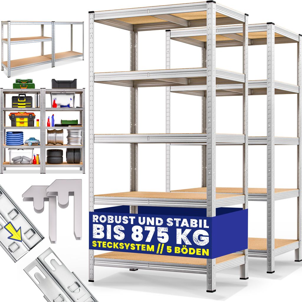 MONZANA 2er Set Schwerlastregal  180x90x60cm Produktbild 