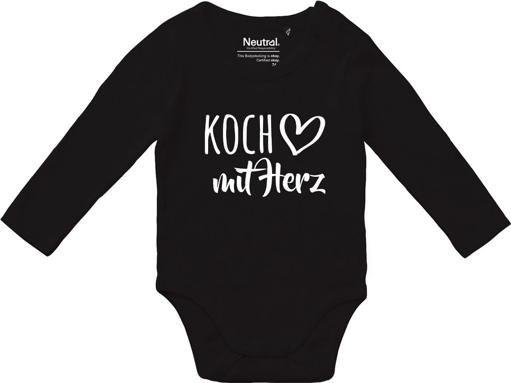 Huuraa Baby Body Koch mit Herz 74 Black  Baumwolle Produktbild 