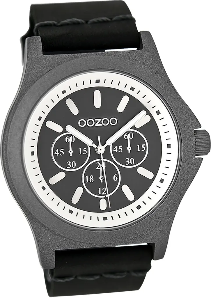 Montre femme cuir noir confortable et lisible Oozoo design chatoyant quartz