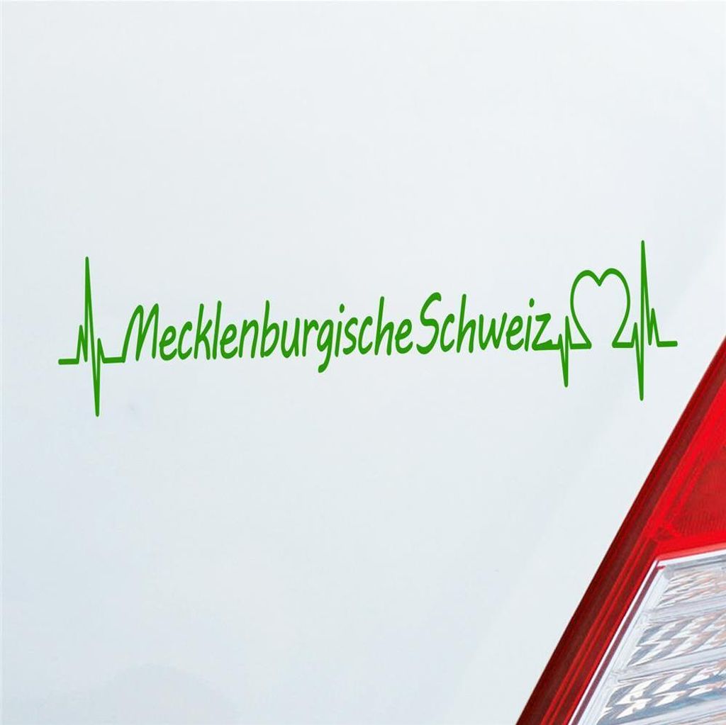 Auto Aufkleber Mecklenburgische Schweiz Puls Herzschlag mit Ferien Region Motiv 19x5 cm Hellgrün Sticker Heckscheibenaufkleber