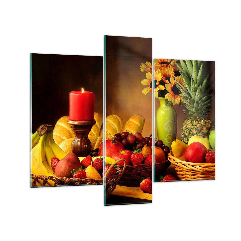 Bilder auf glas - Banane Korb Essen Früchte - 95x80cm - Glasbilder - Wandbilder - Kunstdruck - zum Aufhängen bereit - Wanddekoration aus Glas - G...