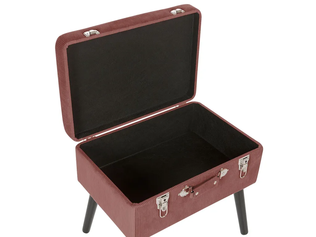 Table basse coffre rose en velours avec rangement et design valise rétro - 8