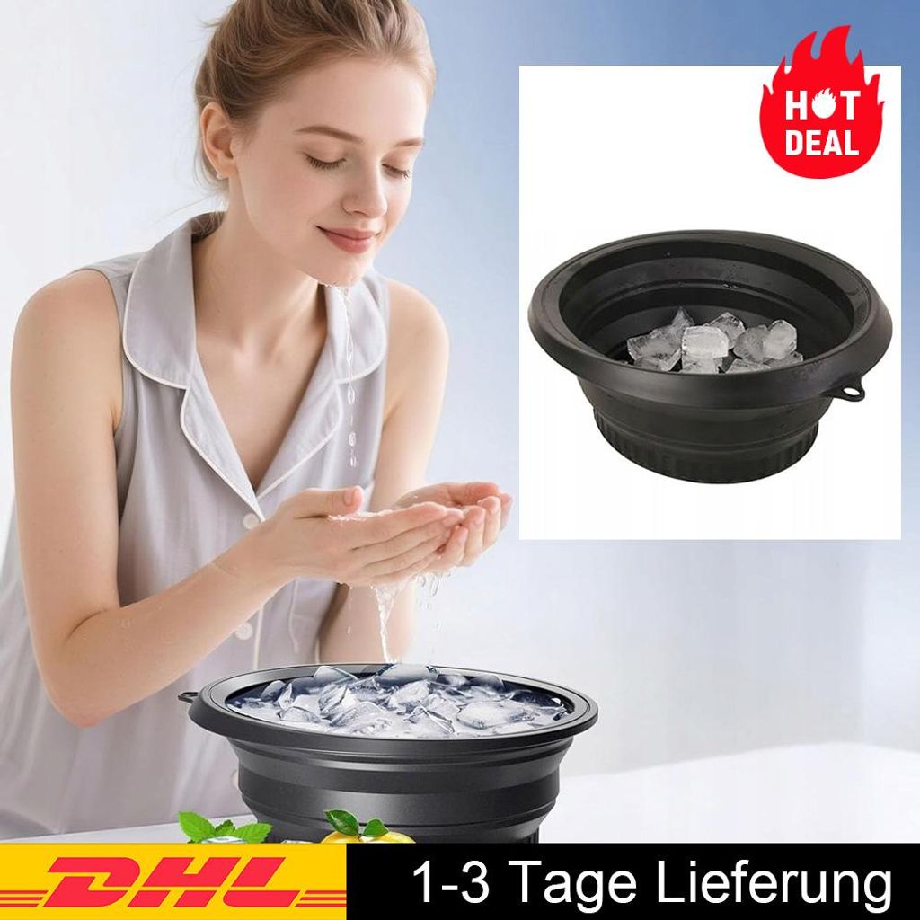 Face Ice Bath Bowl Foldable Silicone Ice WashBasin Schnell Kühlung Faltbare