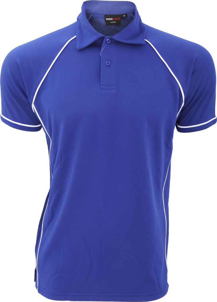 Finden & Hales Herren Sport Polo-Shirt, Kurzarm RW427 (XL) (Königsblau/Weiß)
