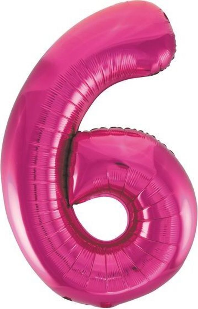 Folienballon Zahl 6 pink