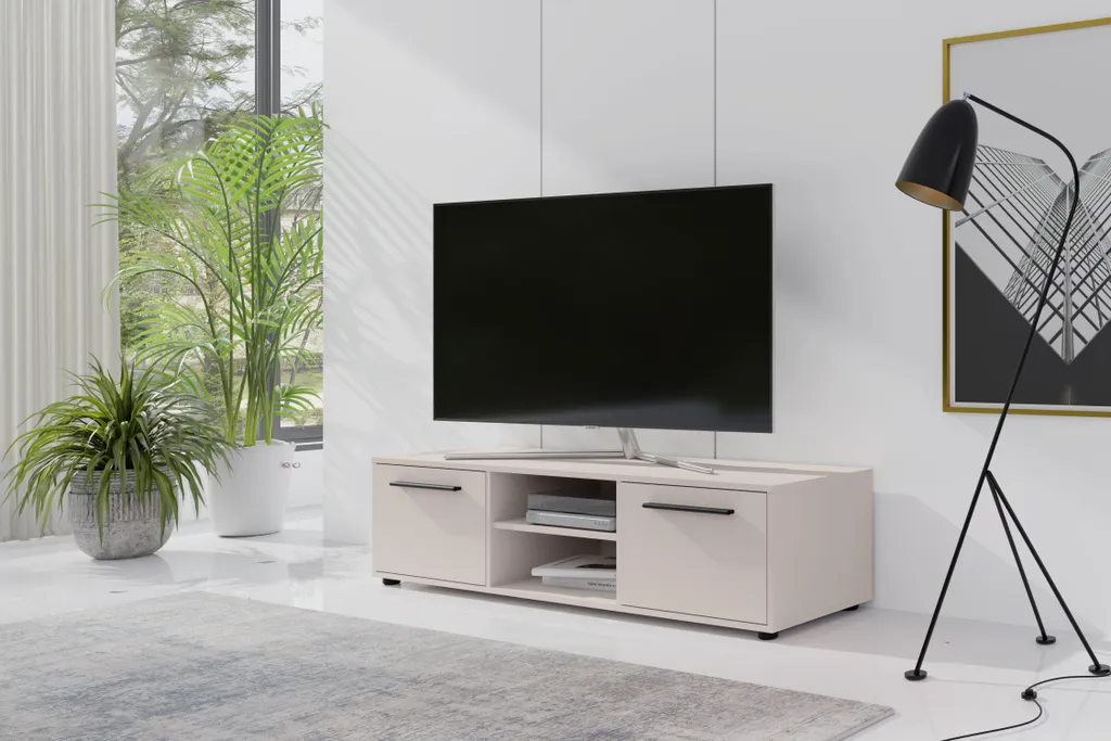 Meuble TV ANDELINA cachemire mat - Rangement salon avec finitions