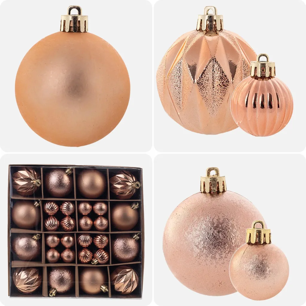 Boules de Noël Set de 44 Pièces Incassables - Décoration Sapin Rouge