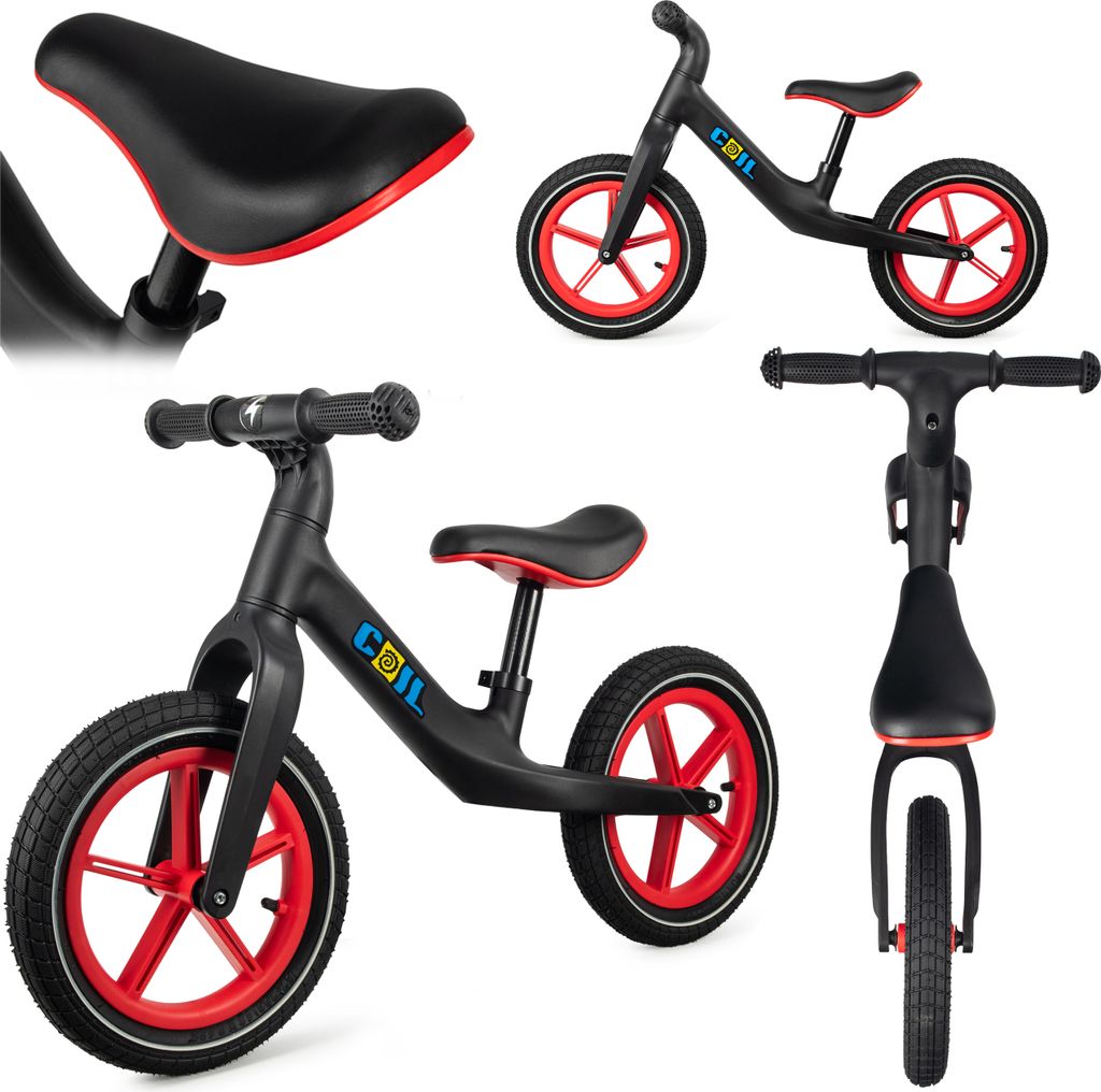 COIL Kinderlaufrad, Fahrrad-Laufrad, Lauflernrad, Rutscher, Balance Bike, Nylonrahmen, 12-Zoll-Lufträder, Sitz aus , ab 2 Jahren, Schwarz