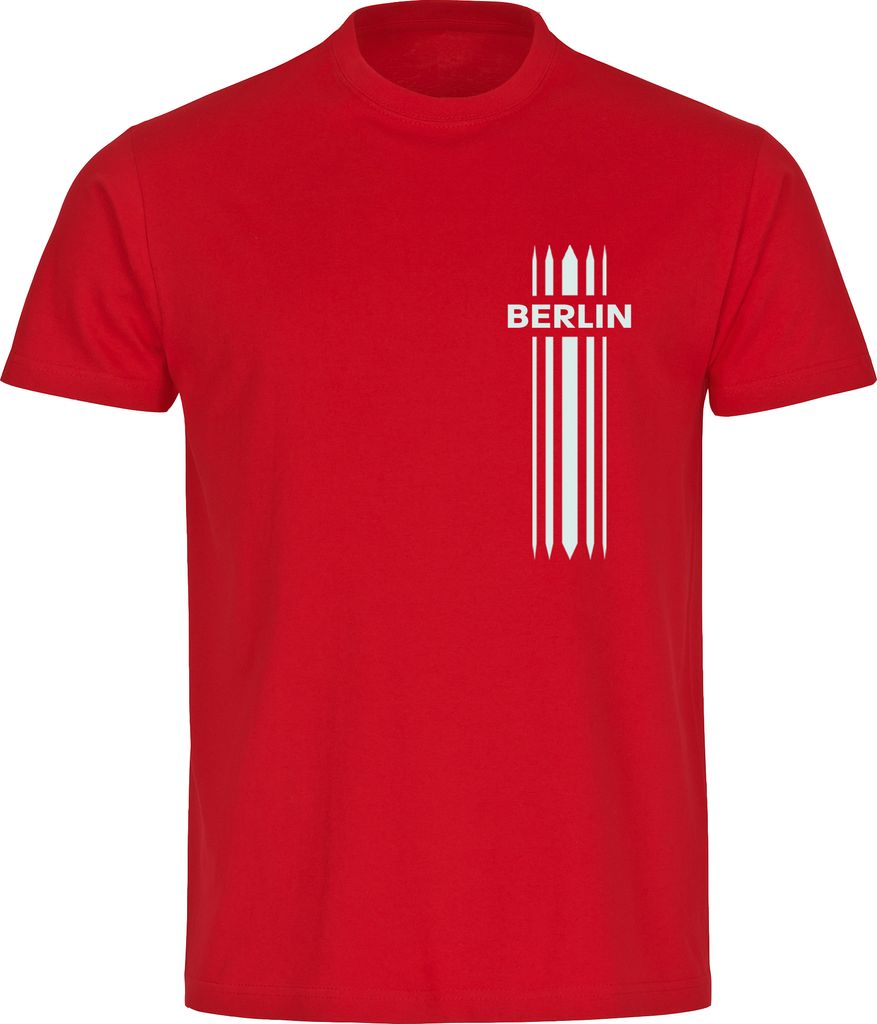 multifanshop Herren T-Shirt - Berlin rot - Streifen, rot, Größe 5XL