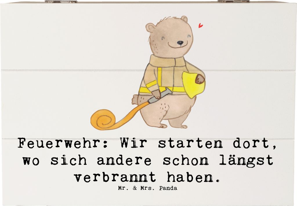 Mr. & Mrs. Panda Schatulle Feuerwehrmann Helden 22 x 15 cm - Weiß - Geschenk, Inspiration, Berufe, Geschenkbox, Held, Geschenke mit Herz, geschenk...