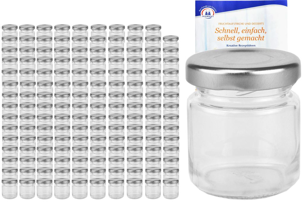 150er Set Sturzglas 53 ml To 43 silberner Deckel Produktbild 