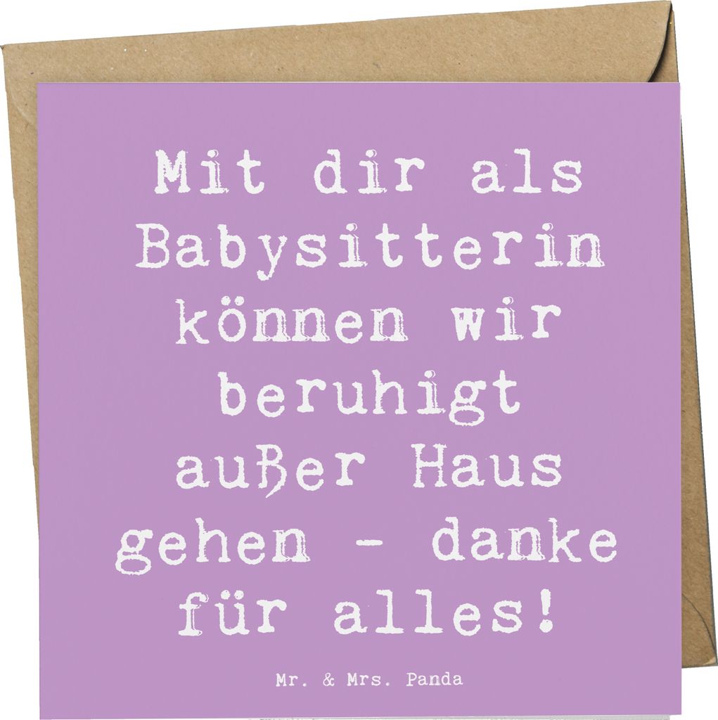 Mr. & Mrs. Panda anlasskarte Spruch Babysitter Dank - Lavendeltraum - Geschenk, doppelkarte, Babysitting, Danke sagen, besonderer Anlass, faltkarte...