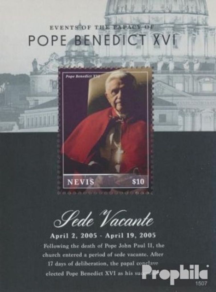 Briefmarken Nevis 2015 Mi Block370 (kompl.Ausg.) postfrisch Papst Benedikt XVI.