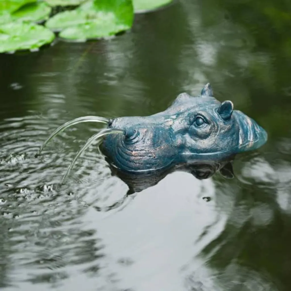 Gargouille Hippopotame Ubbink en Polyrésine - Jet d'Eau Déco pour Étang