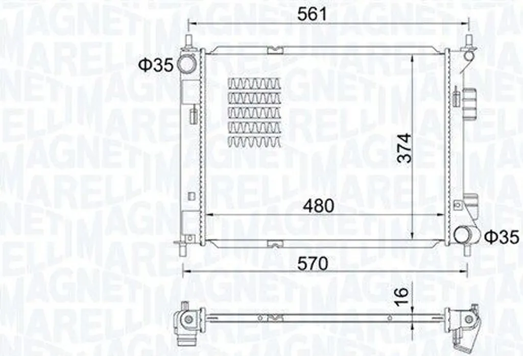 Radiateur moteur Magneti Marelli 350213204500 en aluminium renforcé