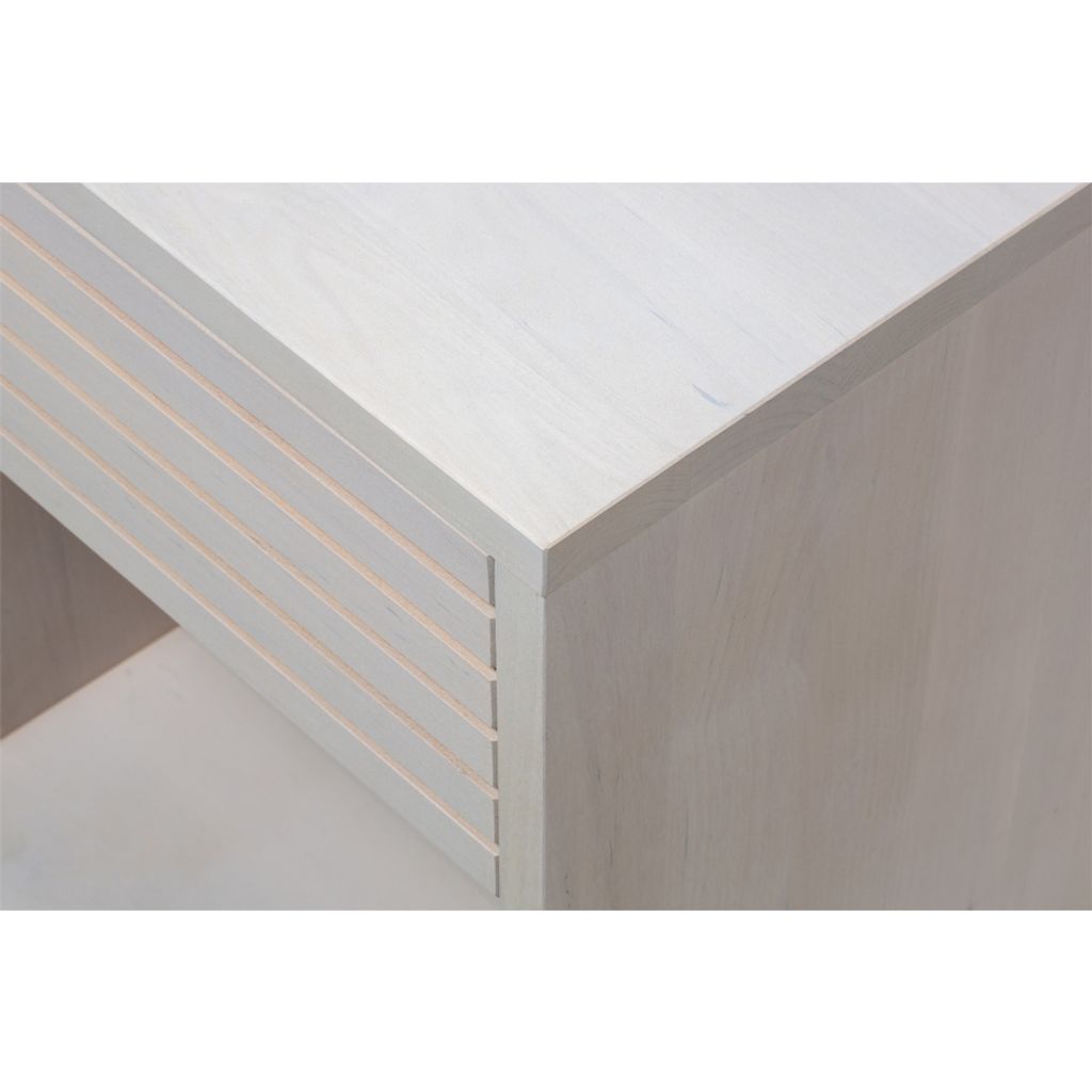 Woodek Nachttisch EMMA, Nachtkommode aus weißer Buche, Nachtschrank mit Schublade und Regal, kompakter Beistelltisch, H 50 x B 40 x T 38 cm