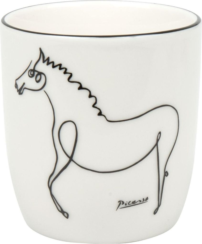 Könitz Becher ohne Henkel Picasso - Le Cheval, New Bone China, Schwarz, Weiß, 200 ml, 11 7 268 2771