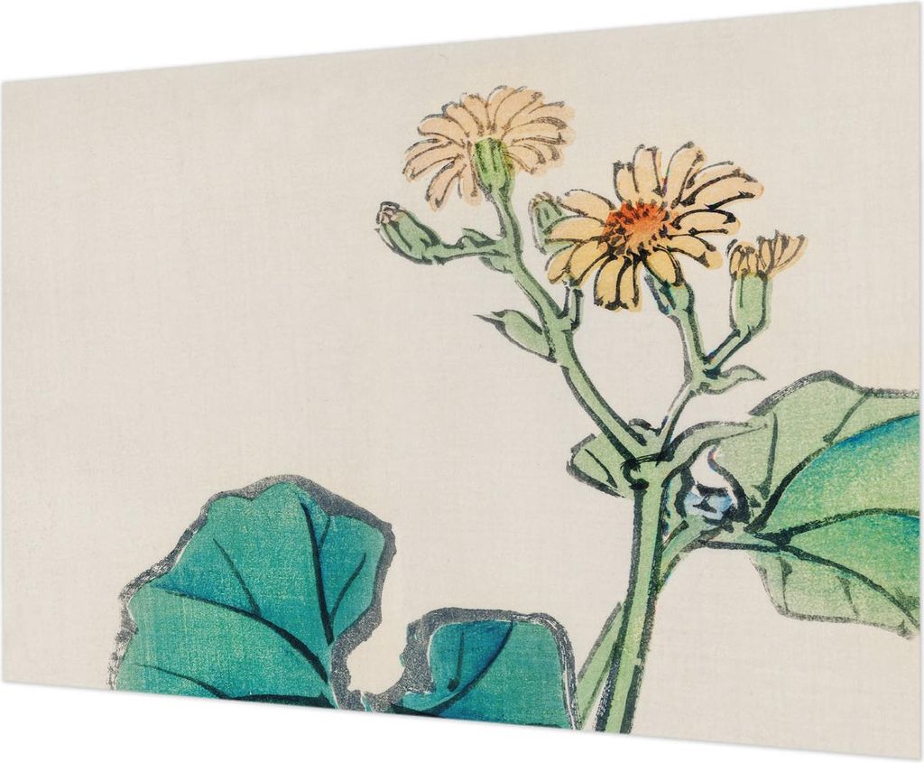 Wandtapete - Dekorative Tapete für Wohnzimmer - Tapetenfolie für Wanddekoration - 208x146 cm - Blüte und Blätter