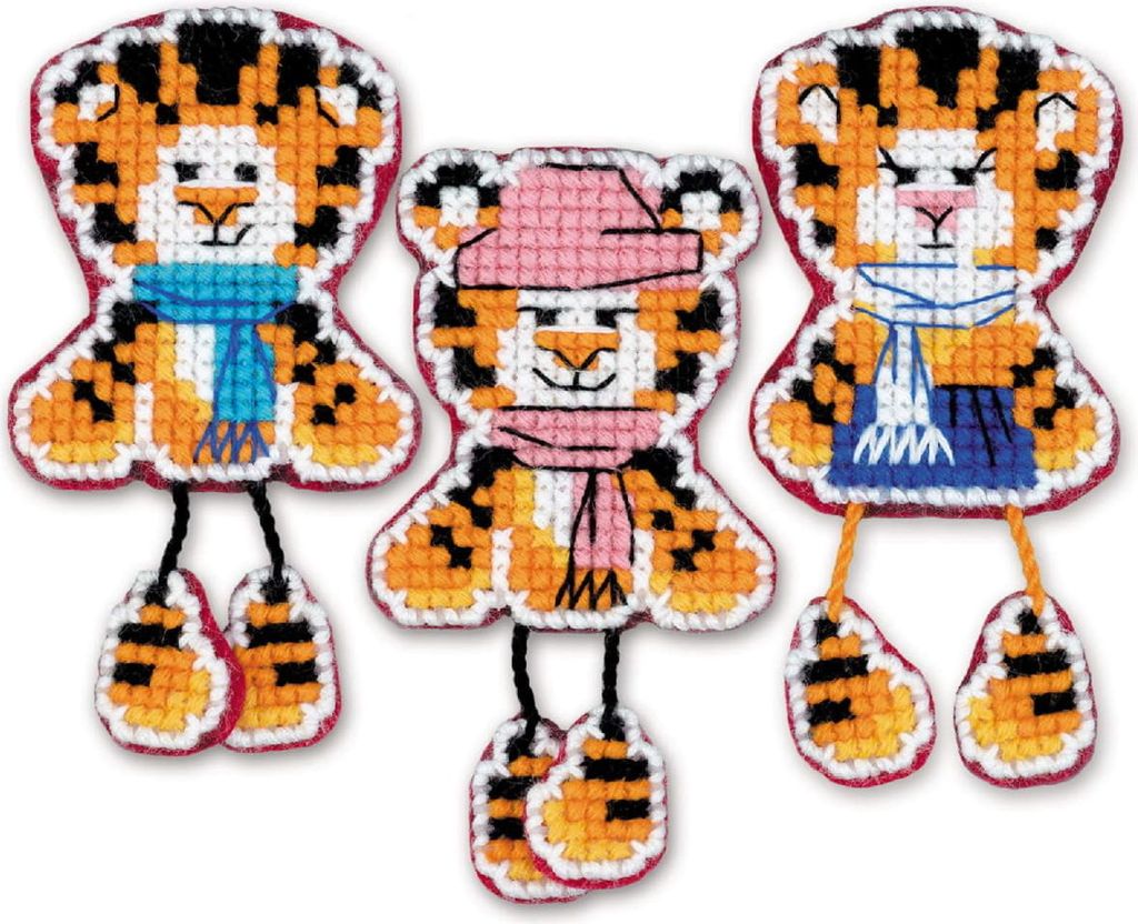 Auslaufmodell Riolis Kreuzstich Set "Magnete Tigerbabys ", Zählmuster, a 5x9,5cm