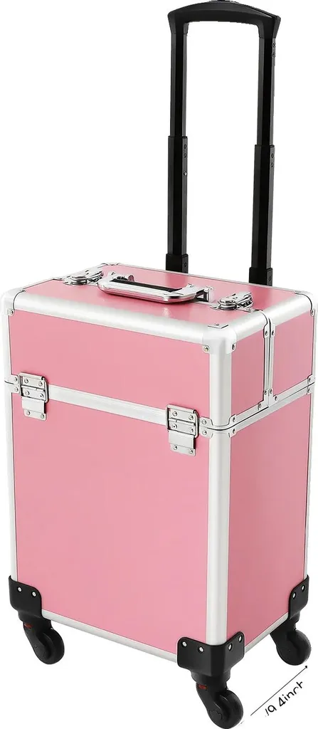 Trousse d'entraînement au maquillage rose avec design roulant sécurisé