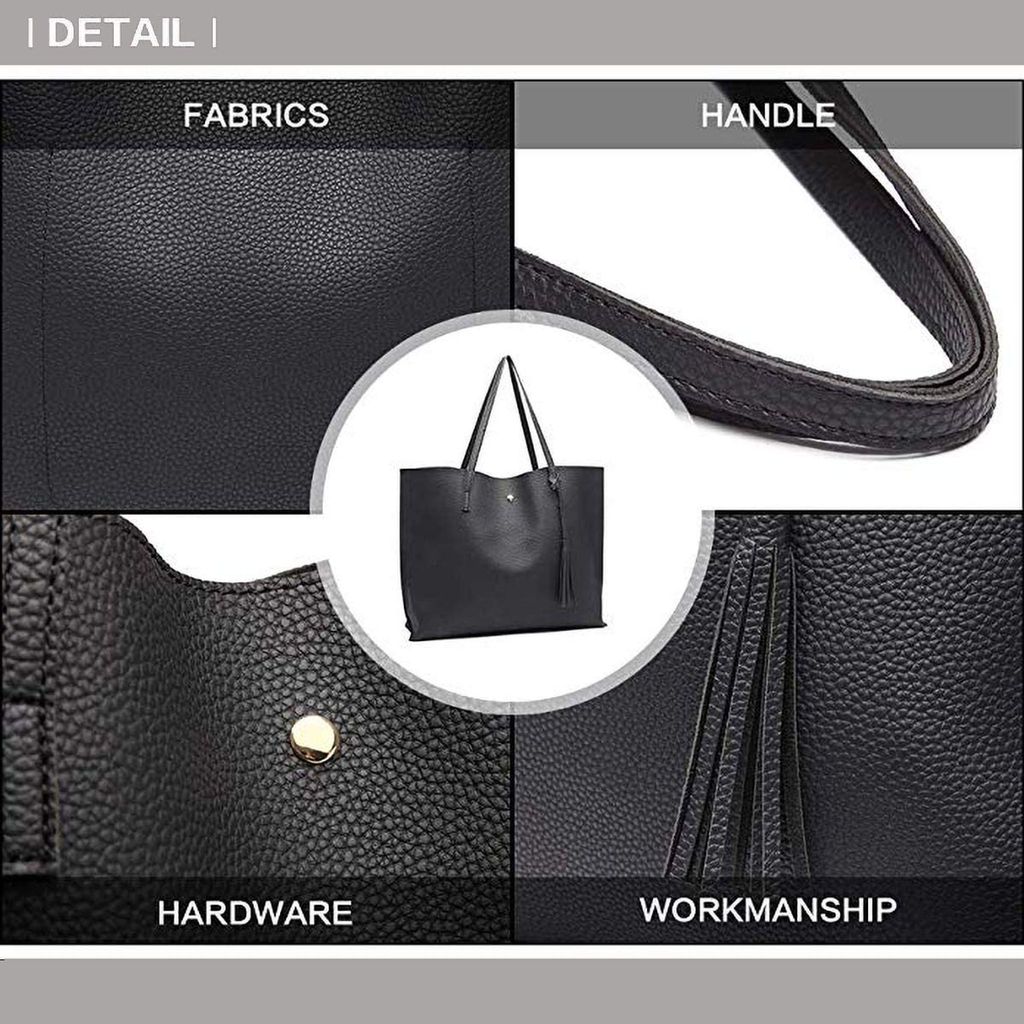 Damen Vintage Tote Beutel Schultertasche Handtasche Quasten Produktbild 2