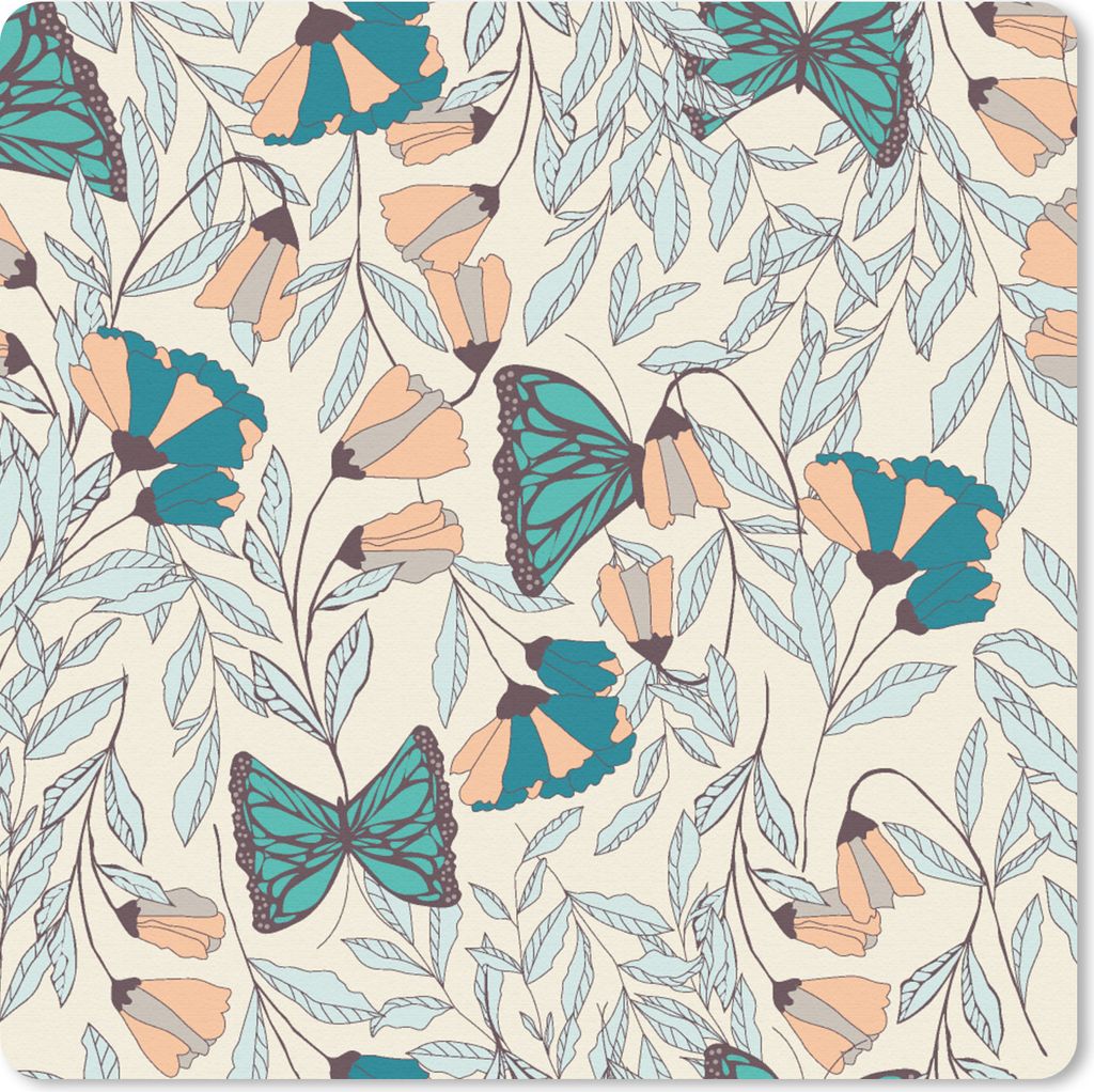 MuchoWow Mauspad Mousepad Mädchen - Schmetterling - Blumen - Muster - Mädchen - Kinder - Kind 30x30 cm - Mousepads - Maus Mat - Pad - Mausunter...