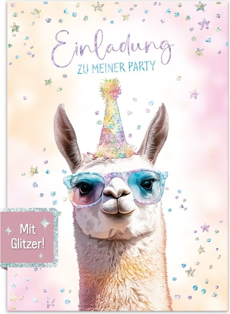 Häfft Einladungskarten A6 12er Set / Party Lama