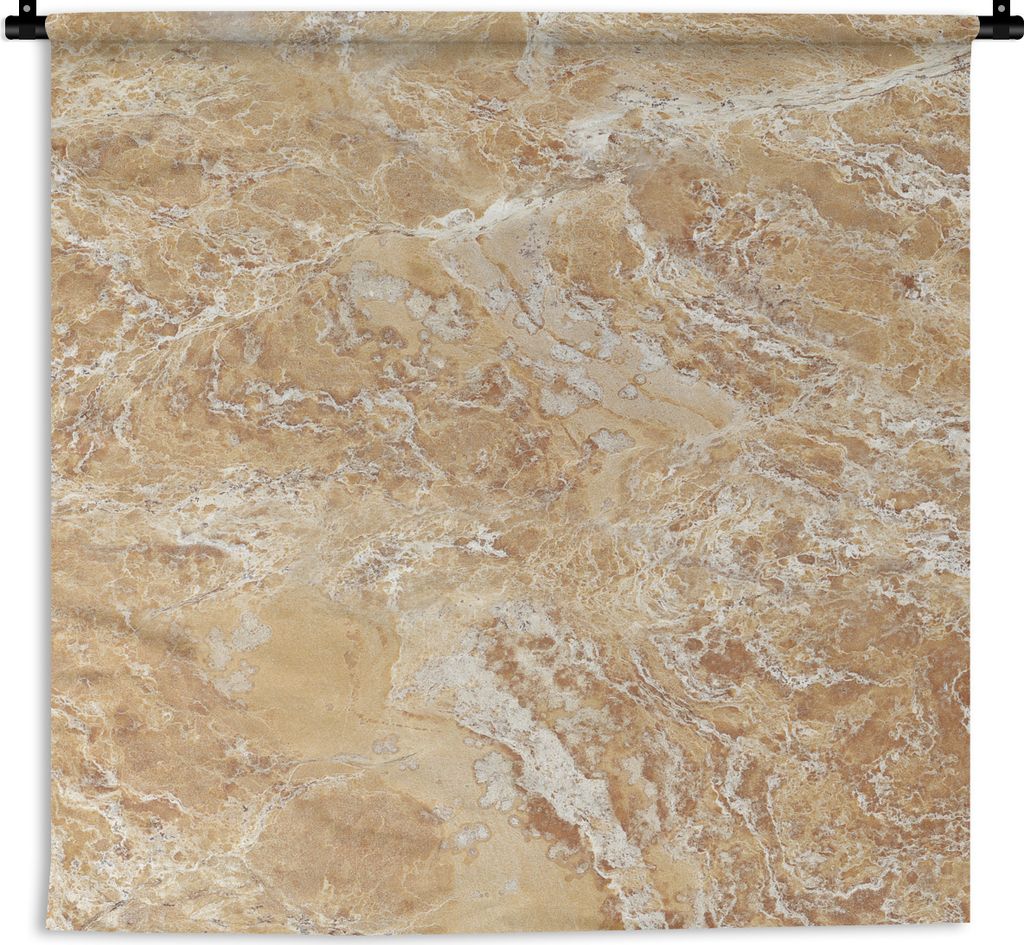 MuchoWow Wandteppich Wandbehang Marmor - Weiß - Braun 150x150 cm Tapisserie Dekoration Wandtuch - Wohnaccessoires - Modernes
