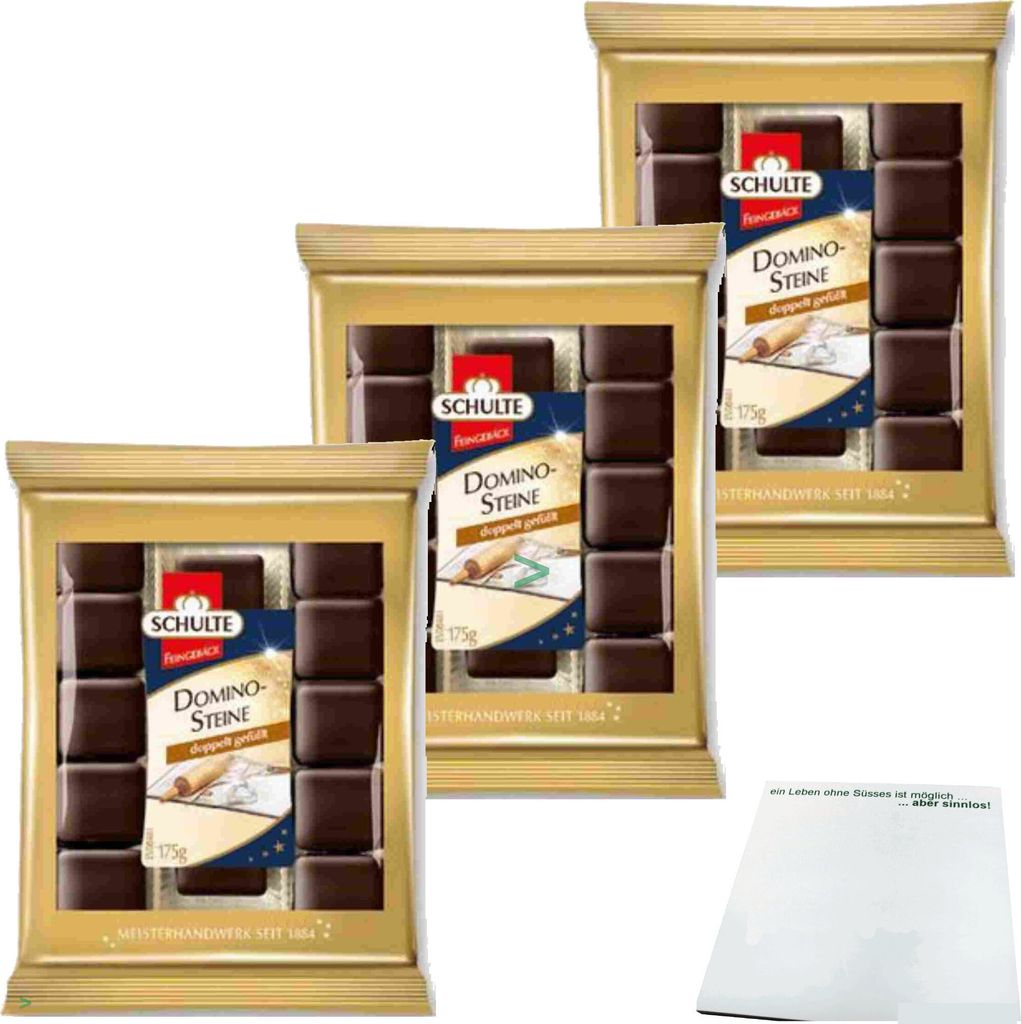 Schulte Dominosteine doppelt gefüllt Zartbitter 3er Pack (3x175g Packung) + usy Block