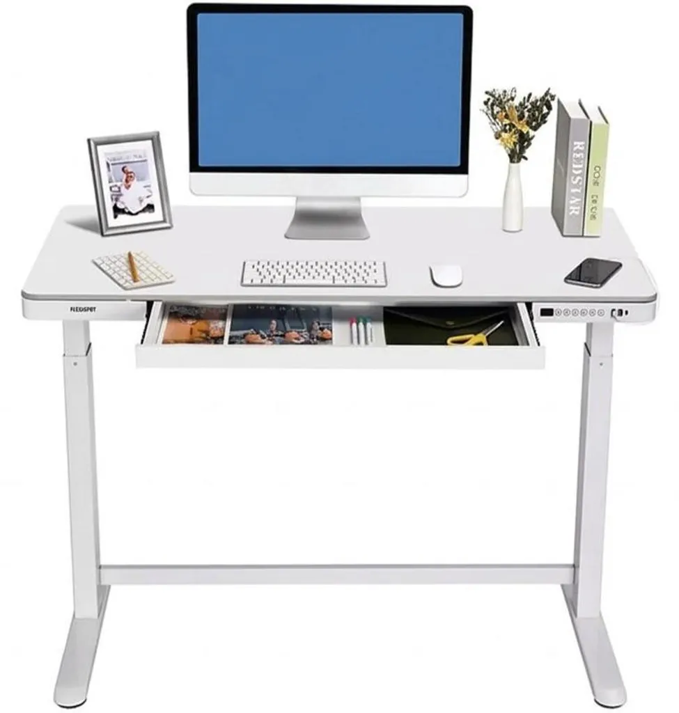Table à hauteur réglable EW8W-EU blanche 120 x 60 cm - Bureau Assis-Debout