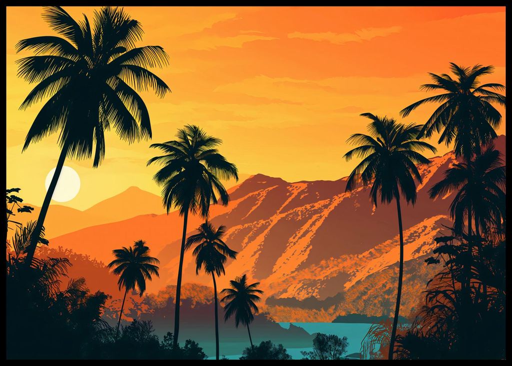 Plakat 84x59,5cm Sonnenuntergang auf den Inseln