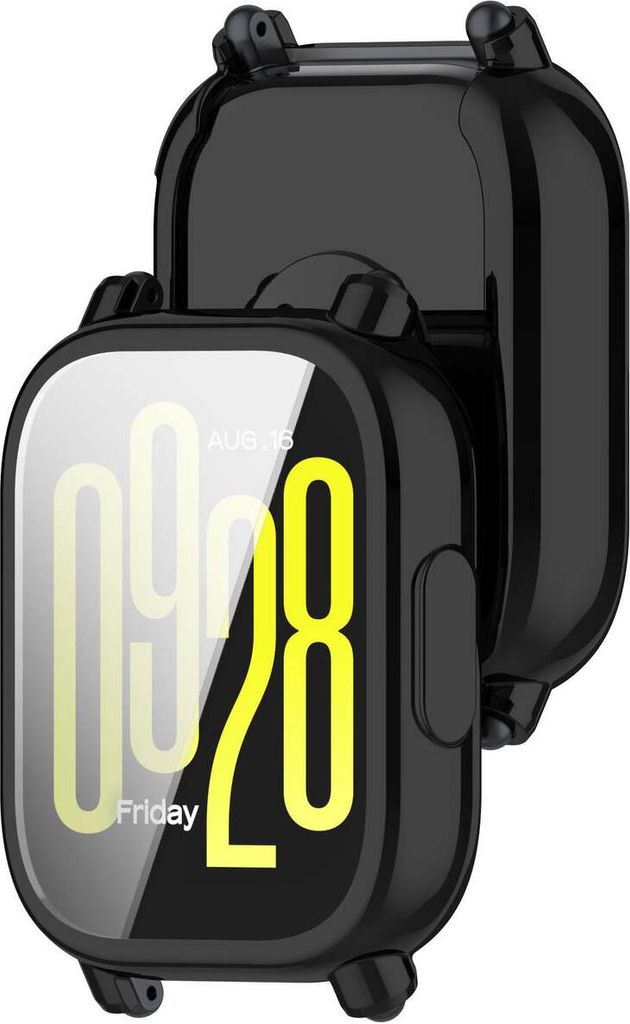 Bizon Case Watch Felipe Hülle mit Displayschutzfolie für Xiaomi Redmi Watch 5 Active, Schwarz