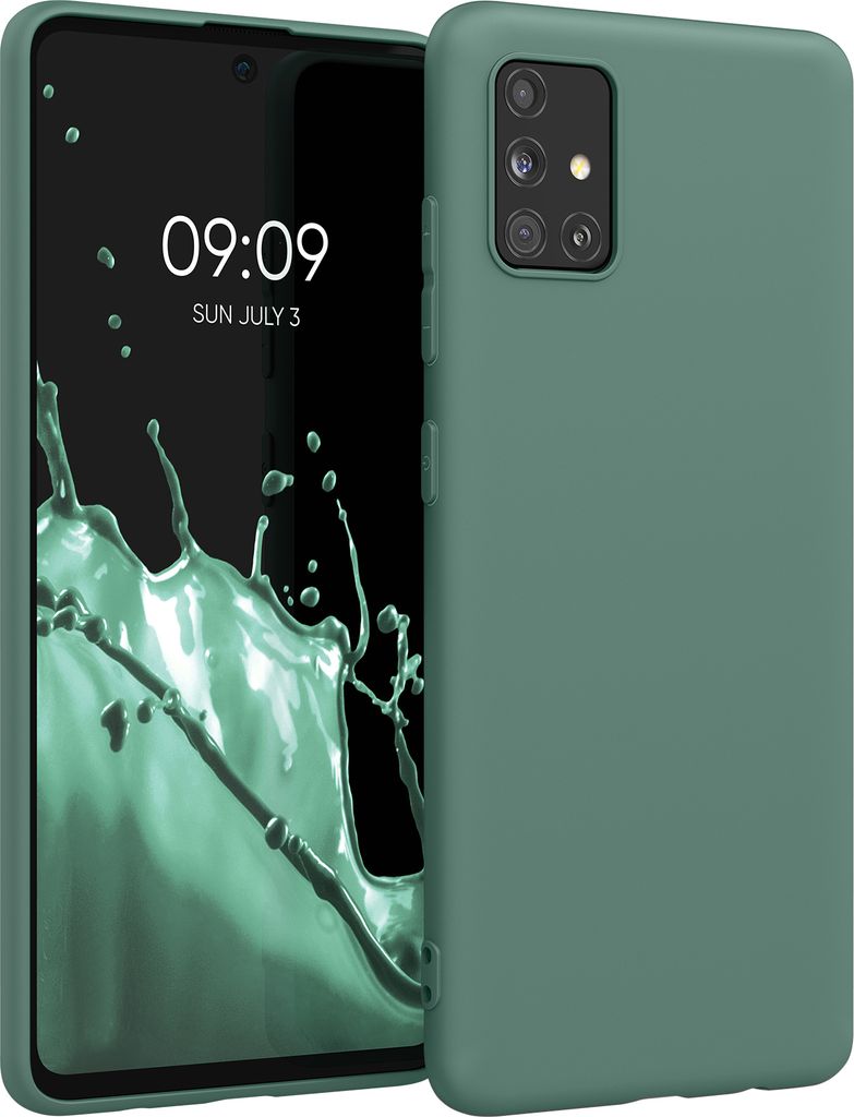 kwmobile Hülle kompatibel mit Samsung Galaxy A51 Hülle - weiches TPU Silikon Case - Cover geeignet für kabelloses Laden - Blaugrün