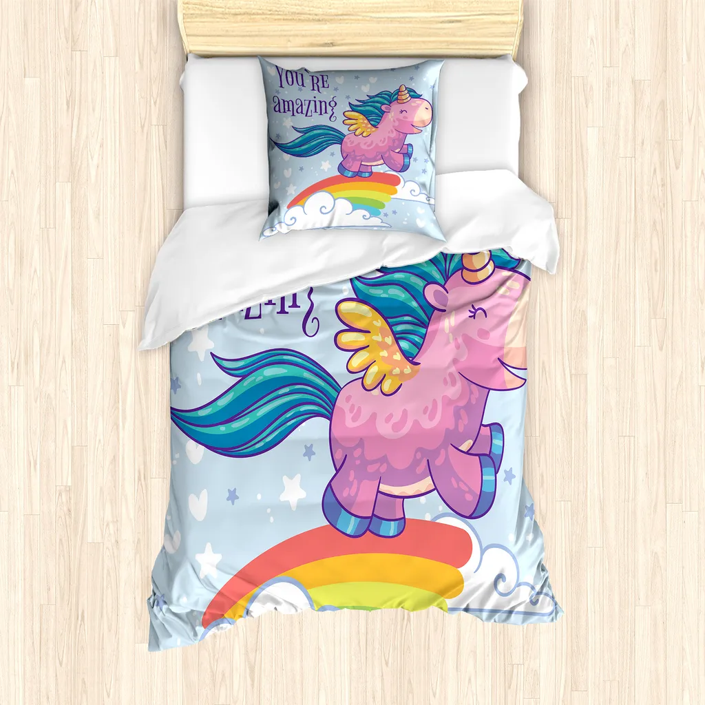 Copripiumino Unicorno 200x200 ABAKUHAUS Antiacaro con Federe Multicolore