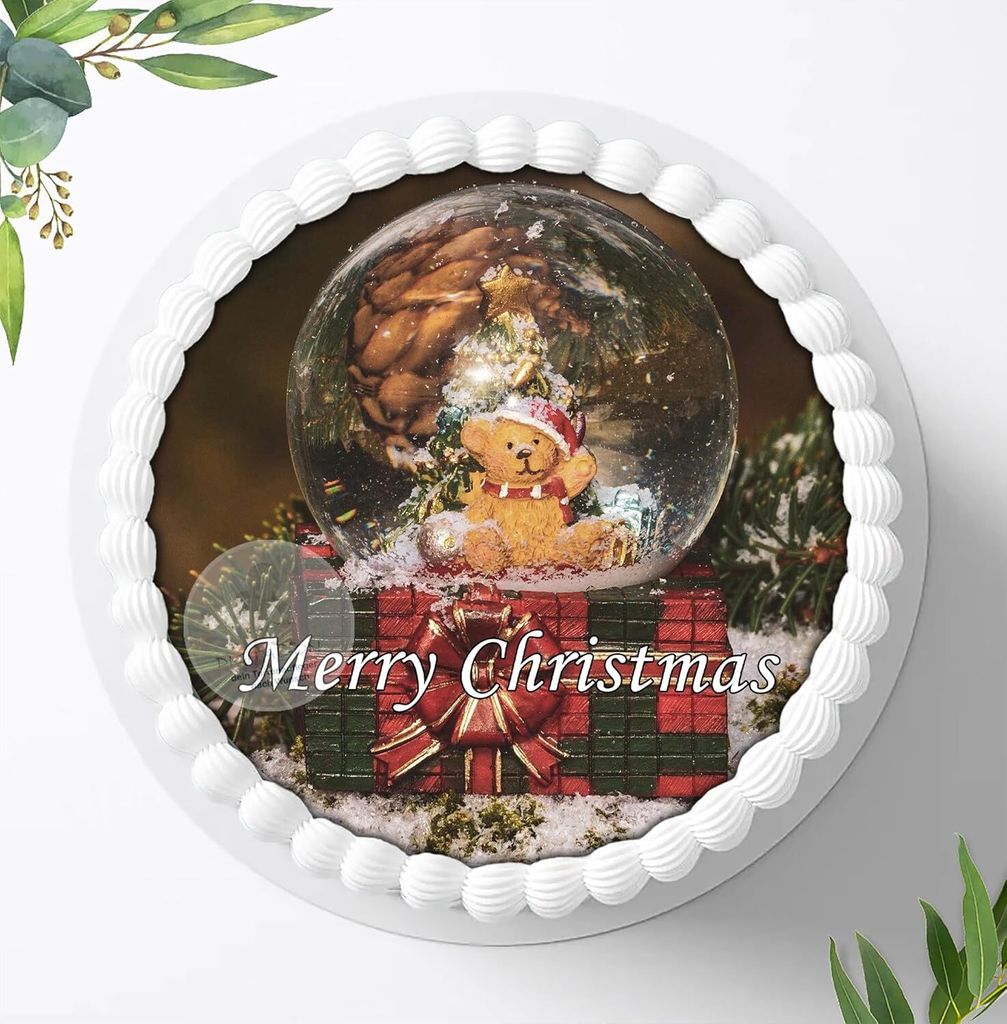 Für die Geburtstags Torte ein Tortenaufleger, Zuckerbild mit dem Motiv: Weihnachten, Essbares Foto für Torten, Fondant, Ø 20cm, 0023w