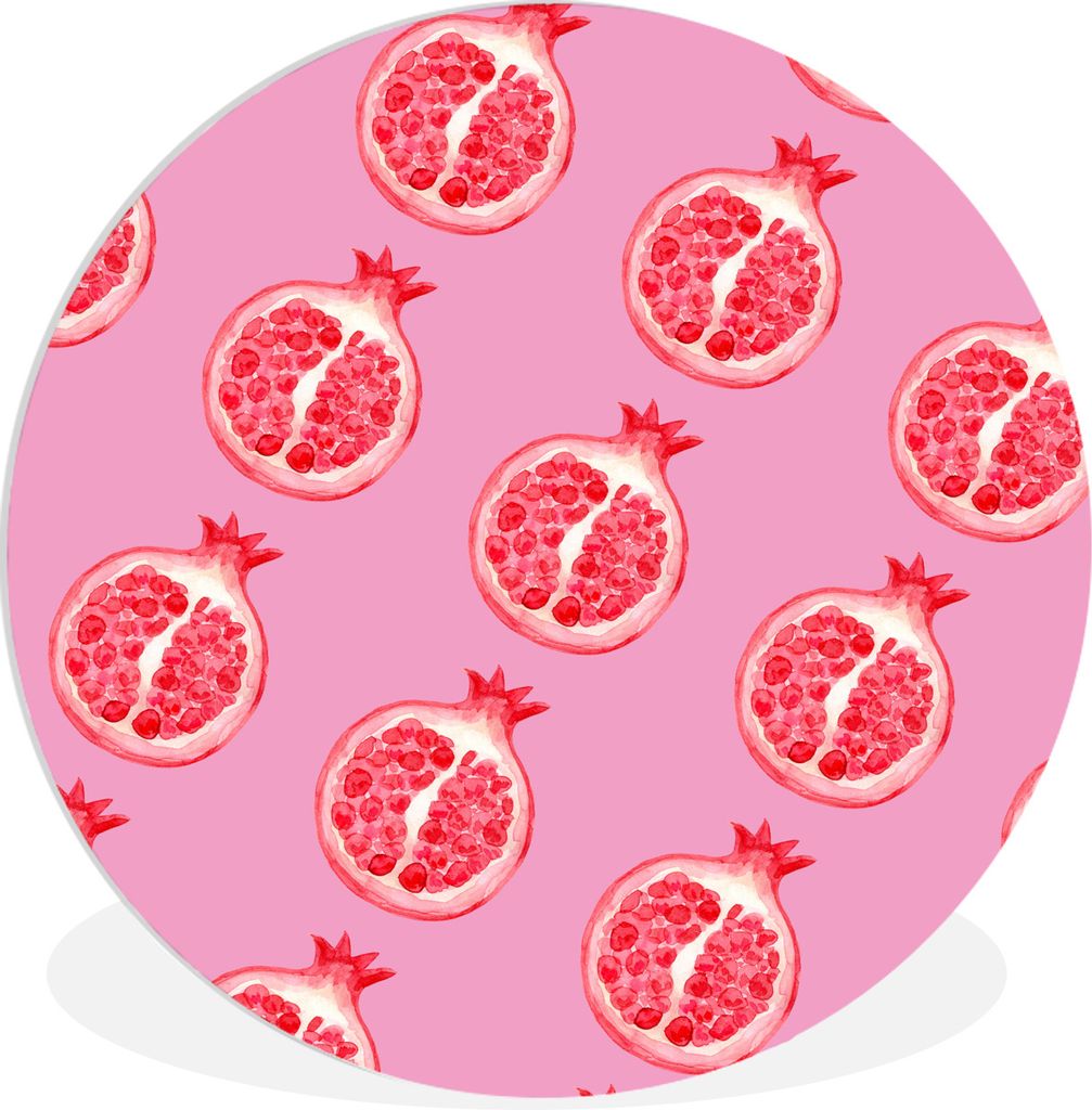 MuchoWow Rundes Wandbild - Runde Bilder Obst - Rosa - Schablonen Ø 30 cm Kreis Wanddekoration Kunststoff - Wandkreis - Wandschmuck - Schlafzimme...