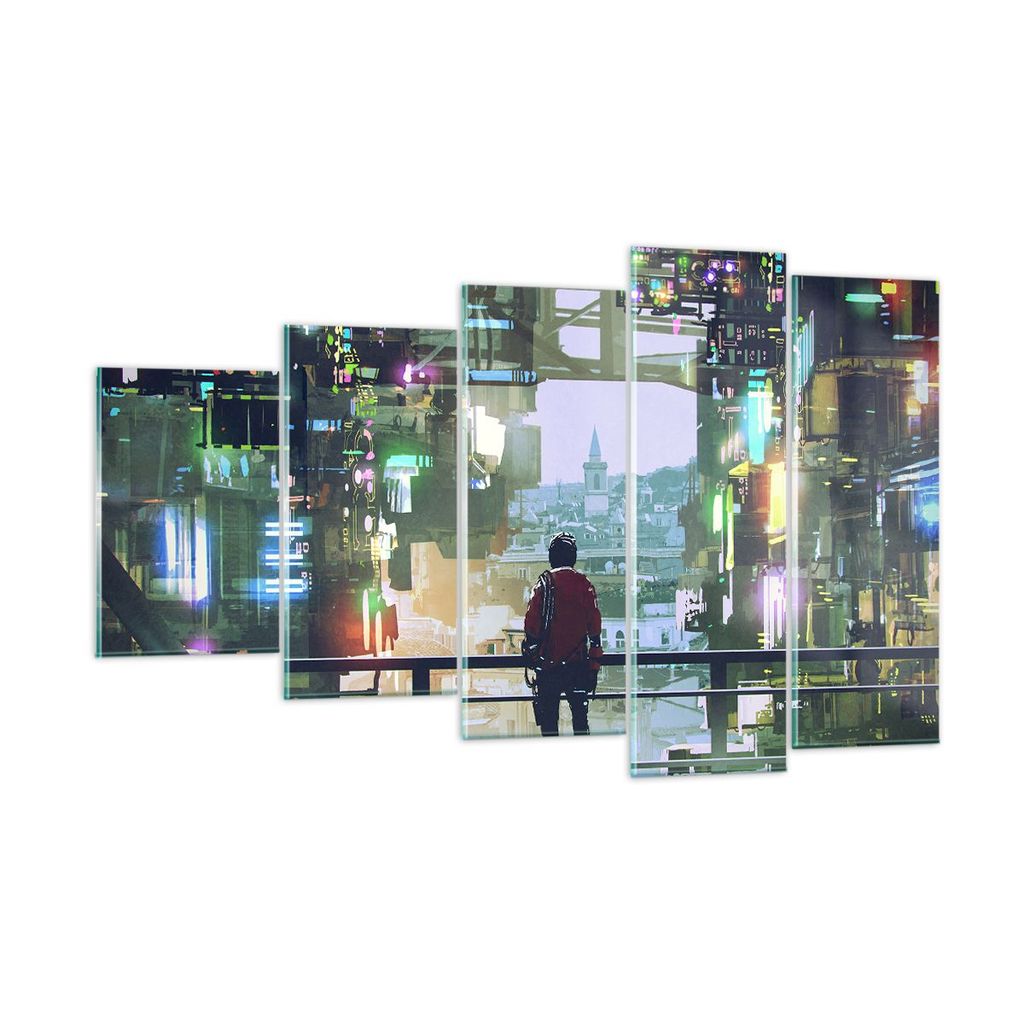 Bilder auf glas - Stadt Brücke Haus - 100x60cm - Glasbilder - Wandbilder - Kunstdruck - zum Aufhängen bereit - Wanddekoration aus Glas - Glas Bil...