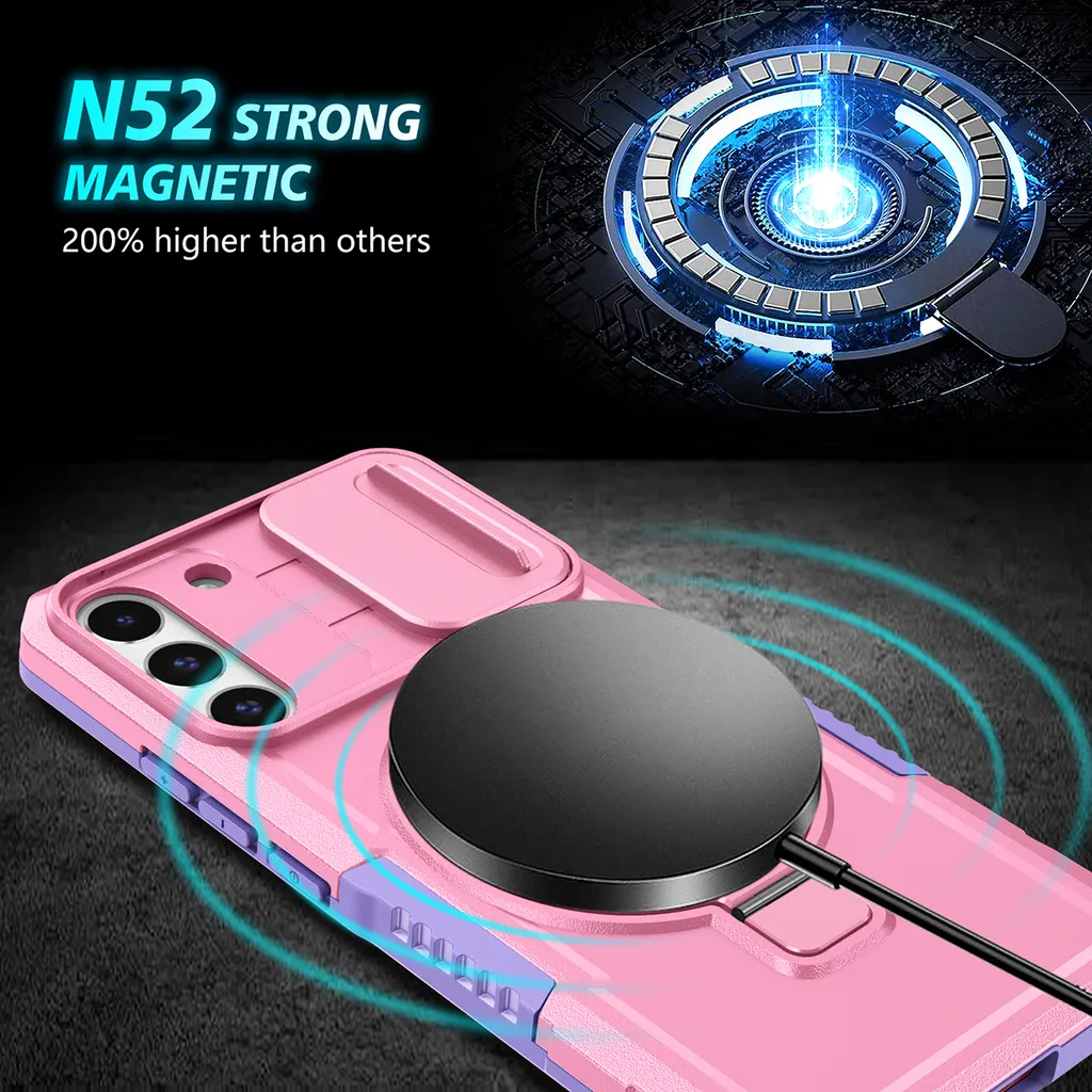 Custodia per Samsung Galaxy S22+ 5G, compatibile con MagSafe, antiurto, antigraffio, trasparente Rosa - 3