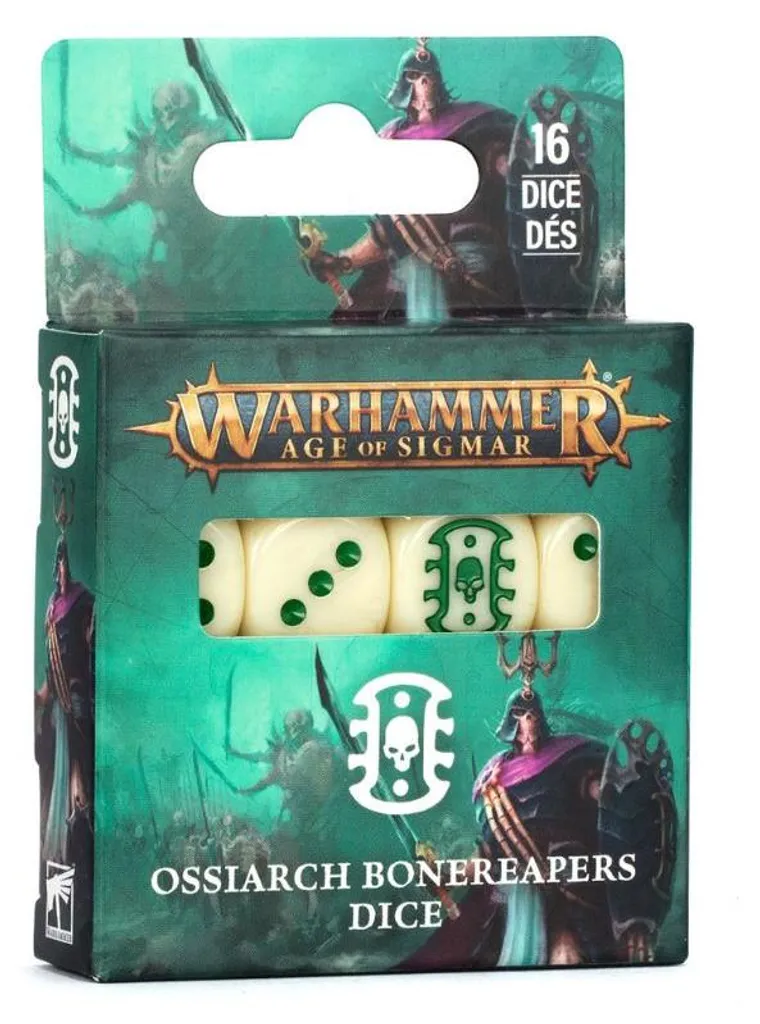 Dés Ossiarch Bonereapers sculptés couleur os pour Warhammer Age of Sigmar