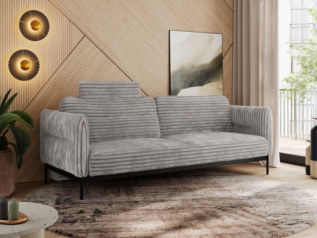 MKS MEBLE 3 Sitzer sofa mit Schlaffunktion Schlafsofa mit Metallgestell Couch mit Schlaffunktion Bettsofa mit Großer Liegefläche von 200 L × 140...