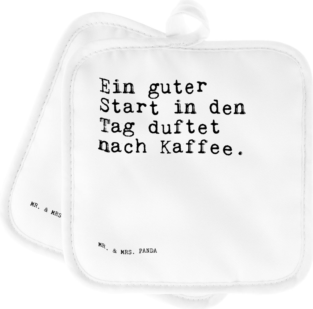 Mr. & Mrs. Panda 2er Set Topflappen Ein guter Start in... - Weiß - Geschenk, Freundin, Ofenlappen, Kochlappen, Arbeitskollegin, topfhalter, Büro,...