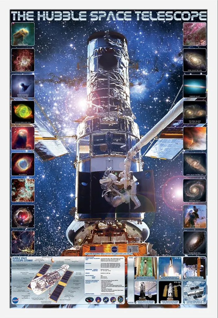 Cadre Shinsuke Blanc et Affiche Hubble en Vitre Acrylique Résistante