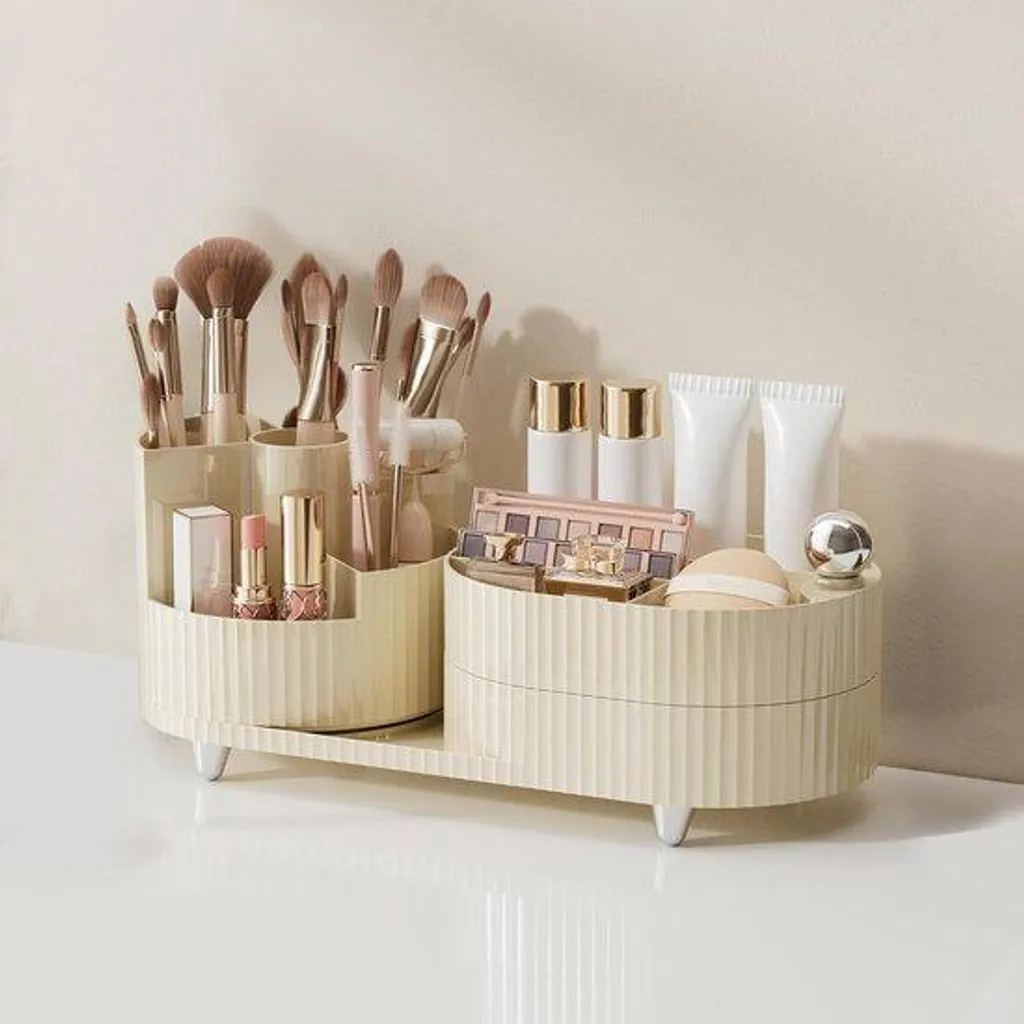 Organiseur de produits de beauté rotatif à 360 degrés blanc XL - 30 cm