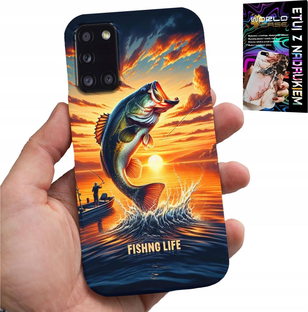 Etui Für Samsung Galaxy A31 - Fischerei Fischrute Etui + Glas